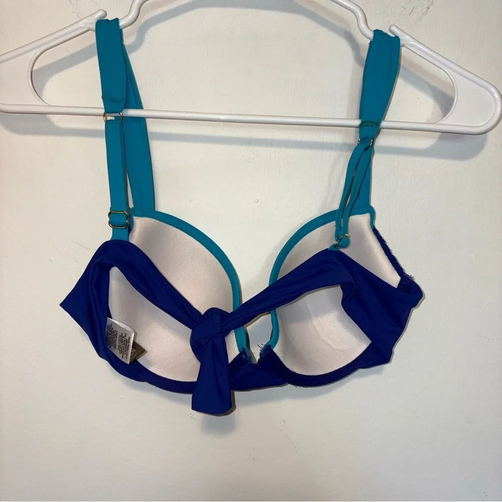 Tommy Bahama 2 Piece Blue‎ Colorblock Bikini Set-32C Lined Top/XS Hipster Bottom
